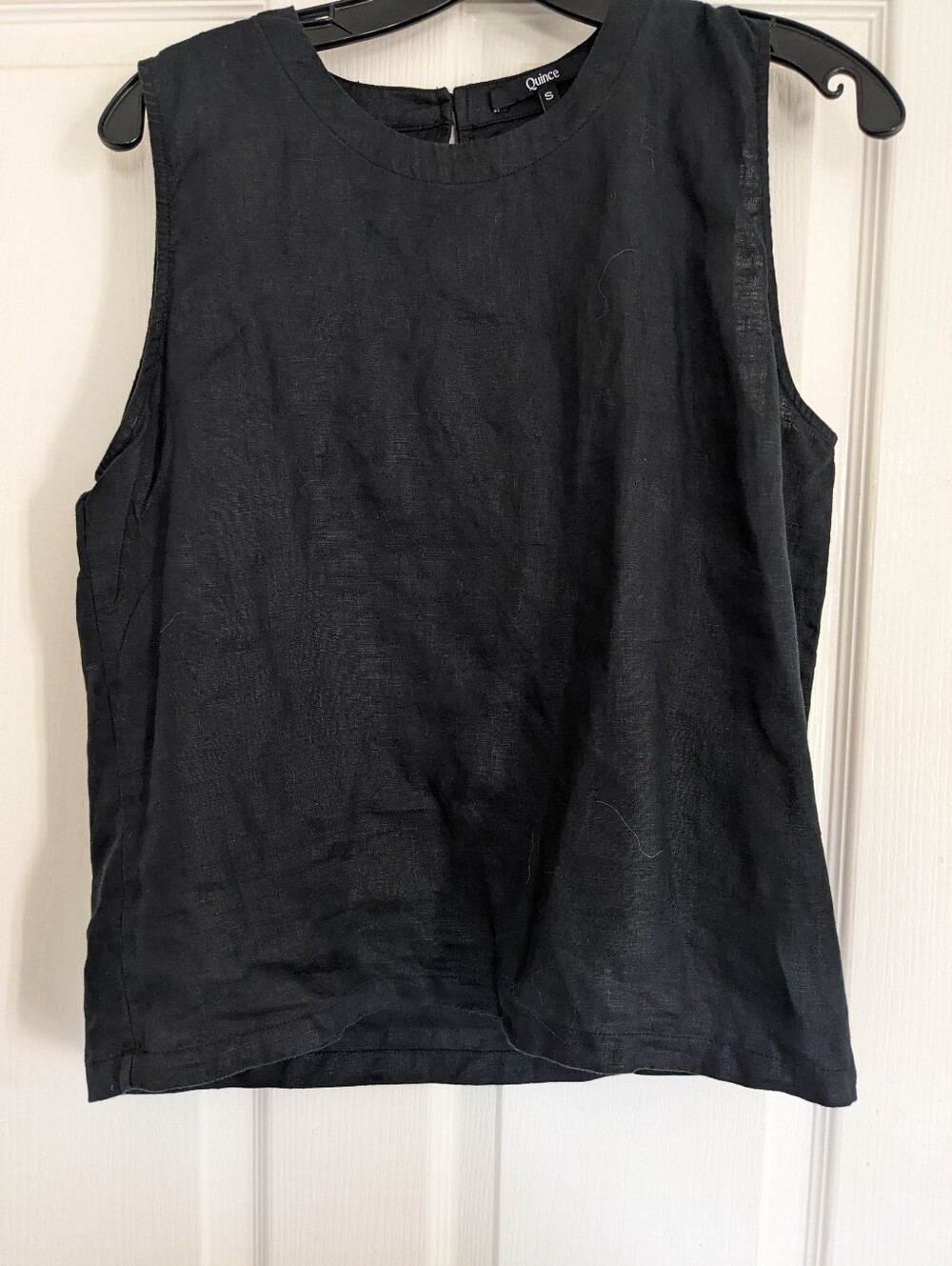 Quince Black Linen Sleeveless Shell Top